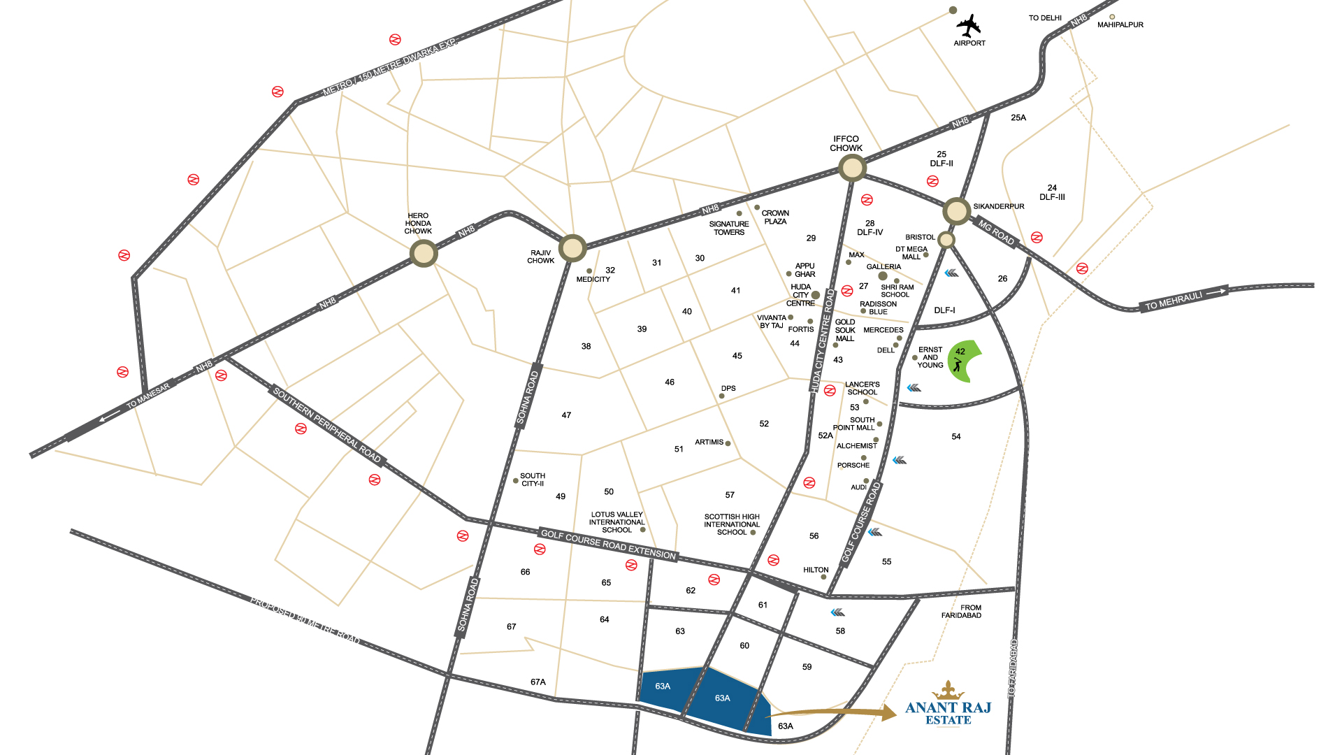 anantraj estate Location map